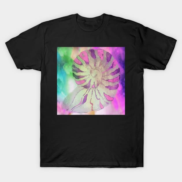 NAUTILUS SEA SHELL IMPRESSION PINK T-Shirt by Overthetopsm